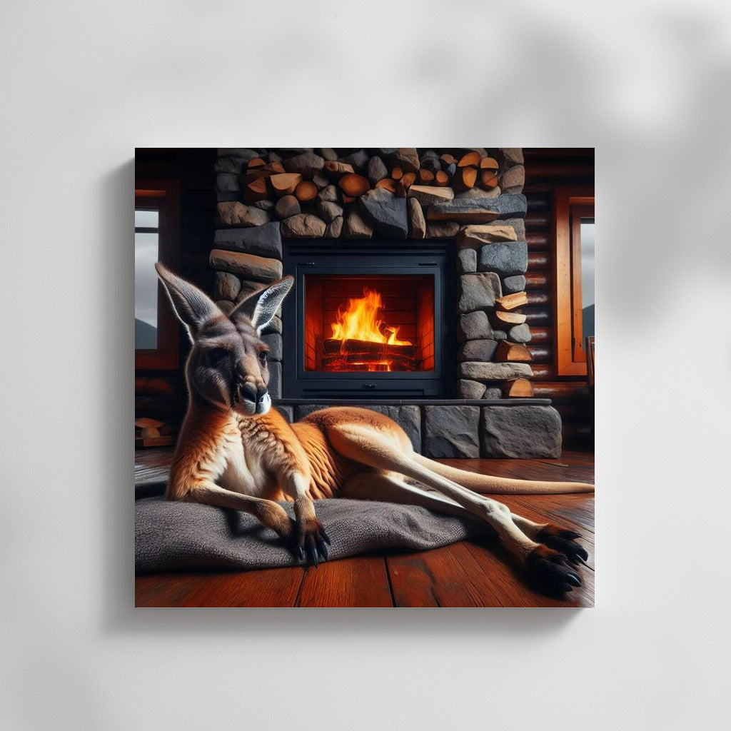 Kangaroo by the Fireplace: Coziness in a Mountain Hut