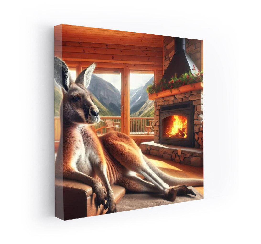 Kangaroo by the Fireplace Cozy Mountain Hut: Warmth and Tranquility for Your Home