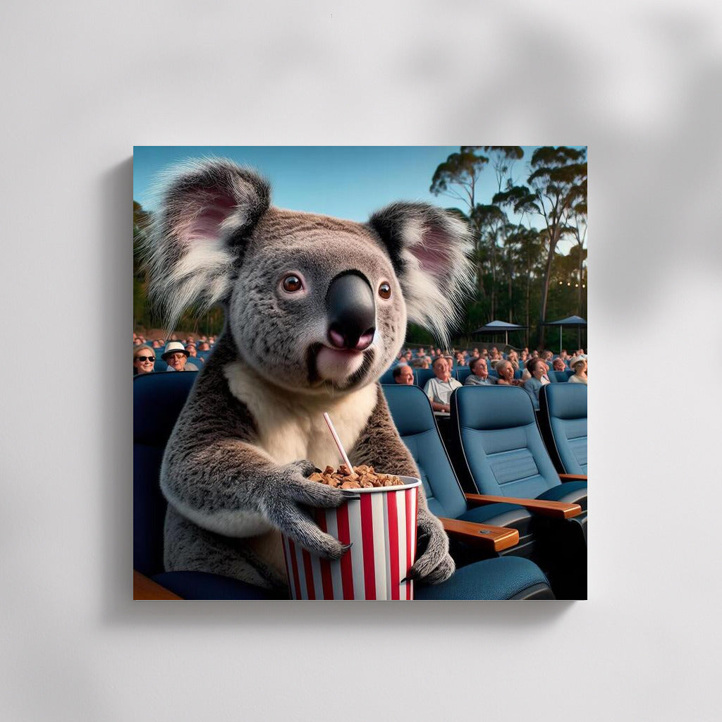 Koala at a Movie Show Under the Stars: The Perfect Wall Hanging for Dreamers