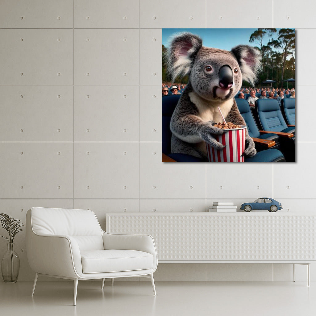 Koala at a Movie Show Under the Stars: The Perfect Wall Hanging for Dreamers