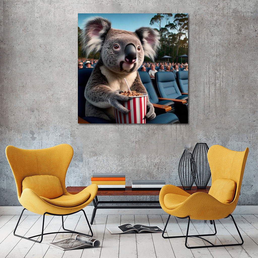 Koala at a Movie Show Under the Stars: The Perfect Wall Hanging for Dreamers
