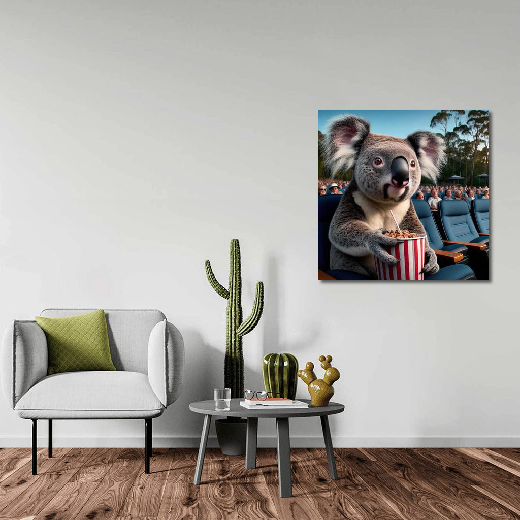 Koala at a Movie Show Under the Stars: The Perfect Wall Hanging for Dreamers
