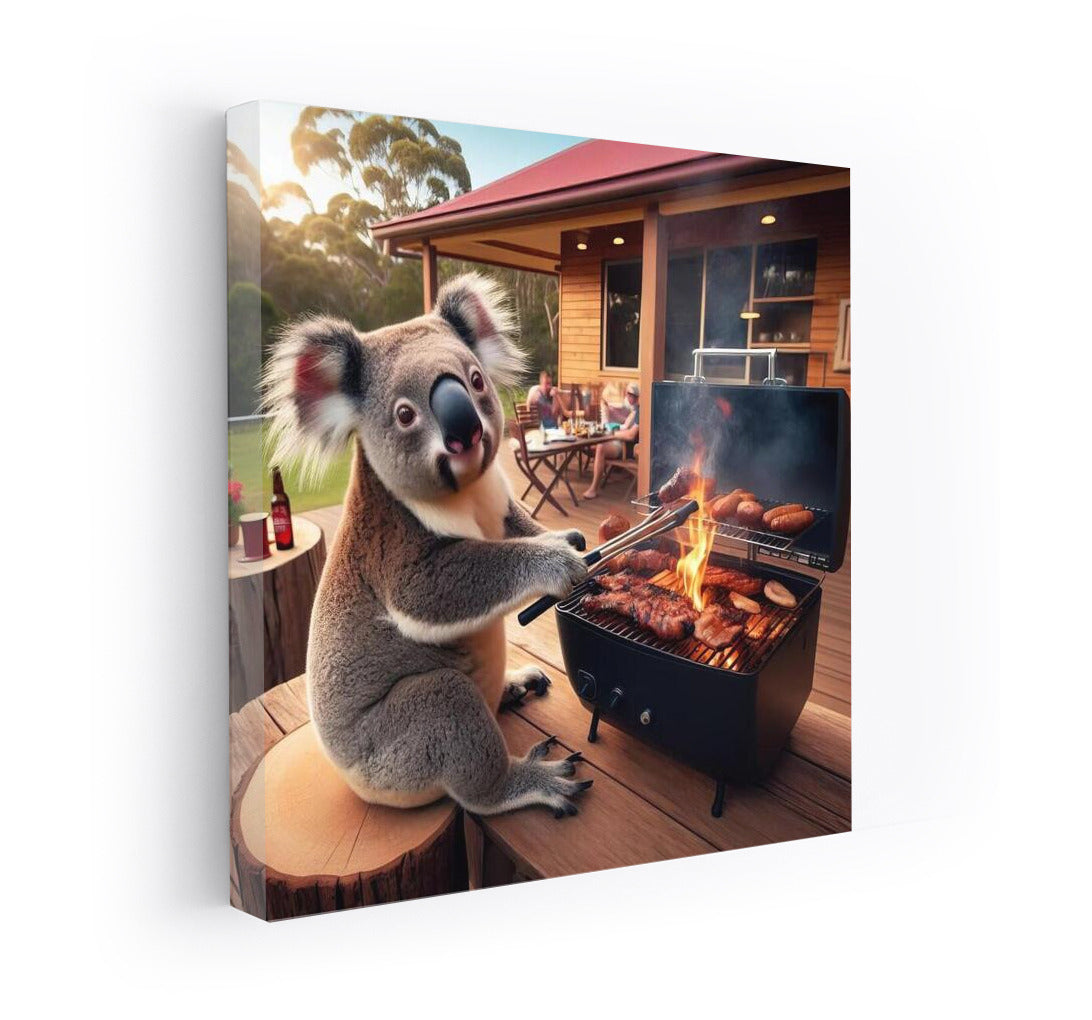 Koala Chef at a Country House BBQ: Humorous Decor for Your Wall
