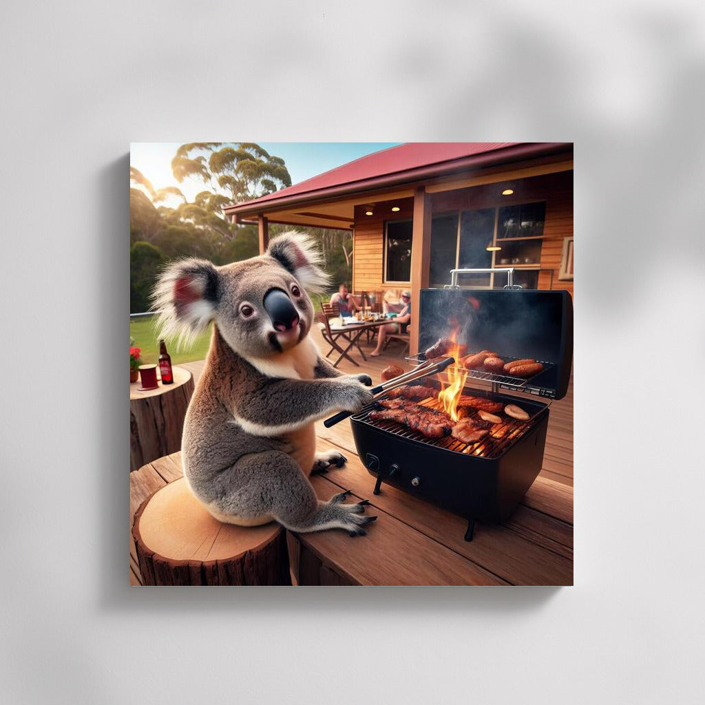 Koala Chef at a Country House BBQ: Humorous Decor for Your Wall