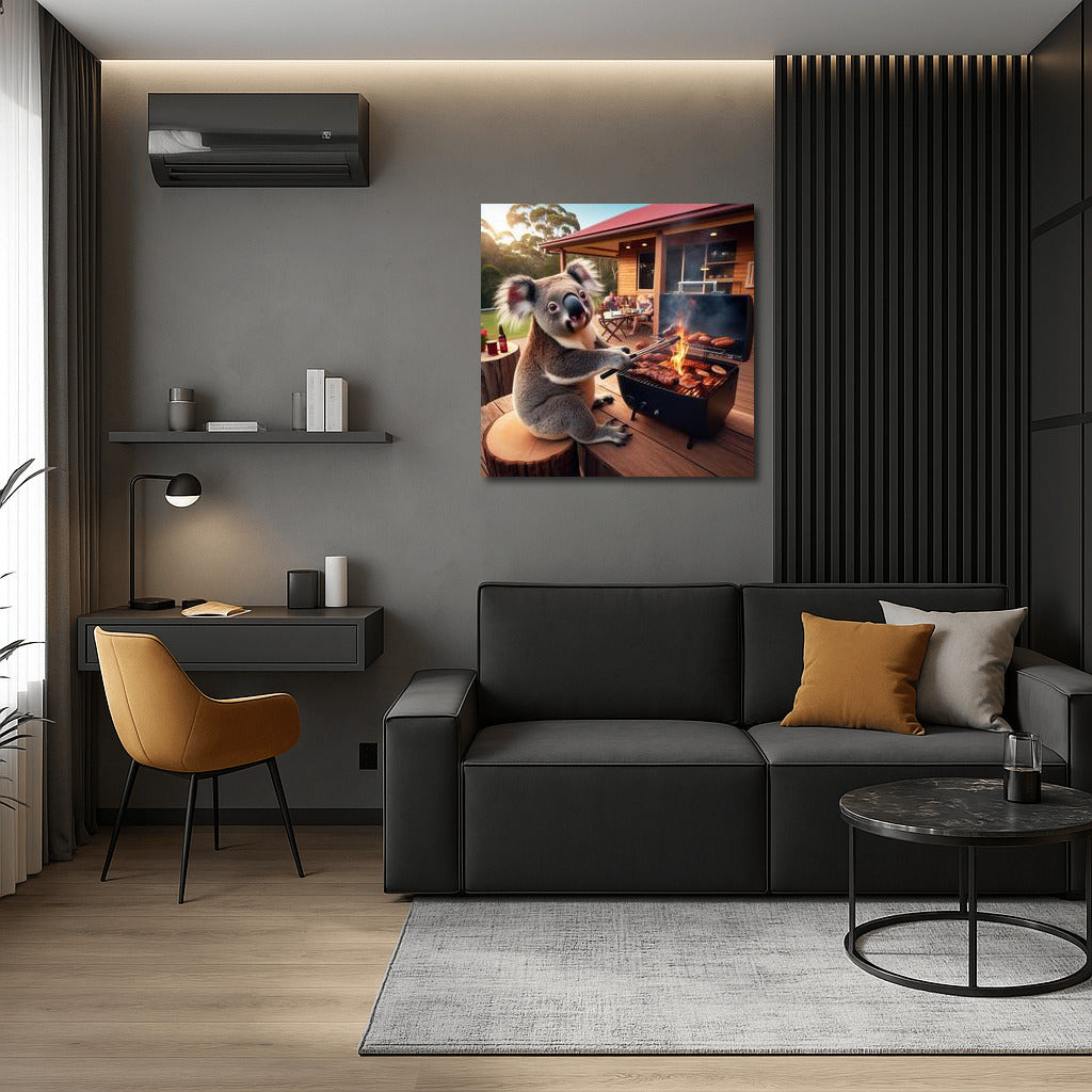 Koala Chef at a Country House BBQ: Humorous Decor for Your Wall