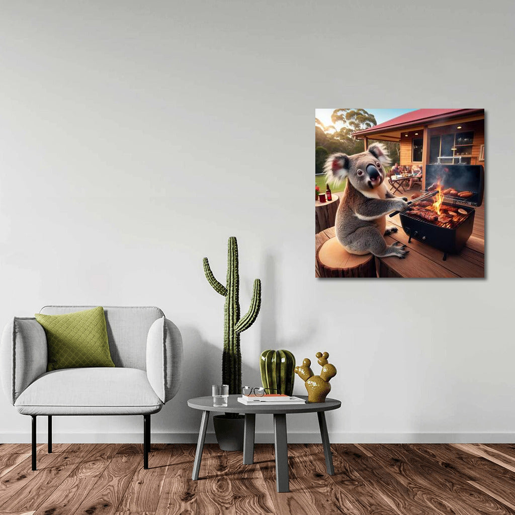 Koala Chef at a Country House BBQ: Humorous Decor for Your Wall