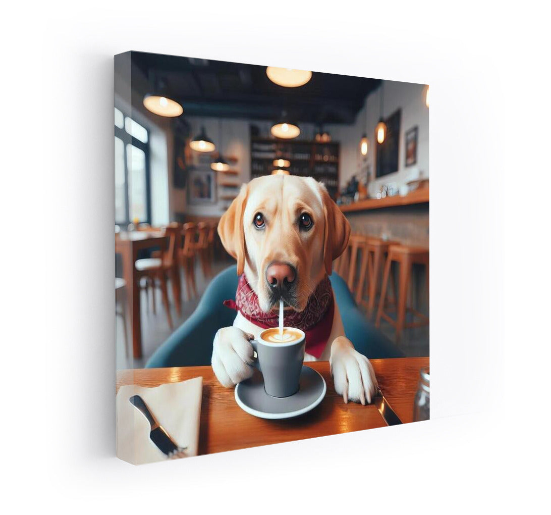 Labrador at the Coffee Table: Cozy Morning in the Cafe
