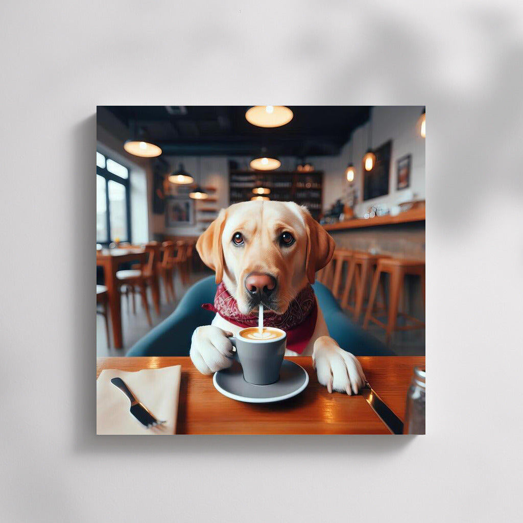 Labrador at the Coffee Table: Cozy Morning in the Cafe