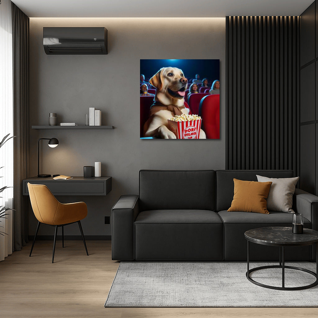 Movie Labrador with Popcorn: Humor and Style for Your Interior