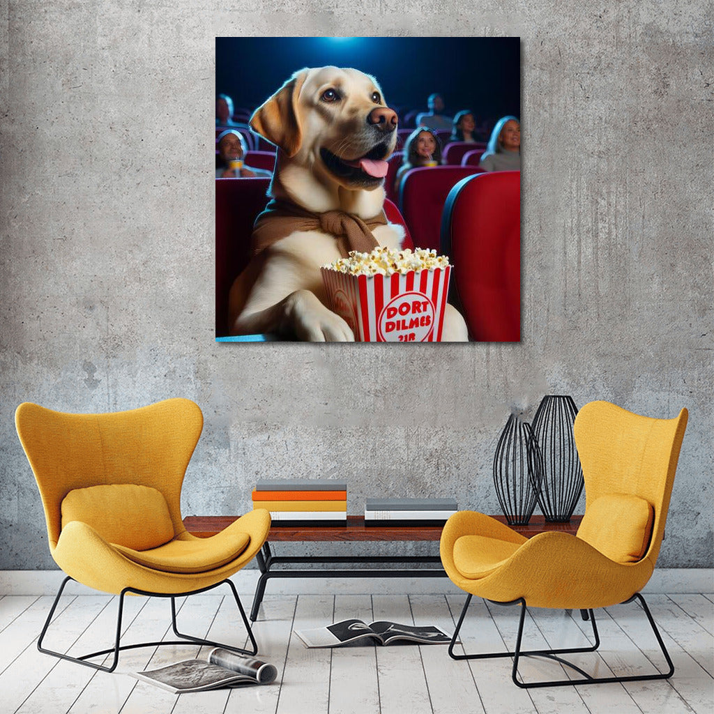 Movie Labrador with Popcorn: Humor and Style for Your Interior