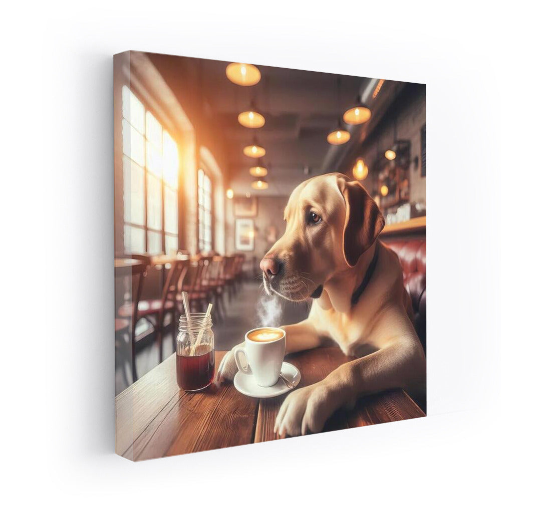 Labrador in the Cafe: Coffee Morning with a Cup of Aroma