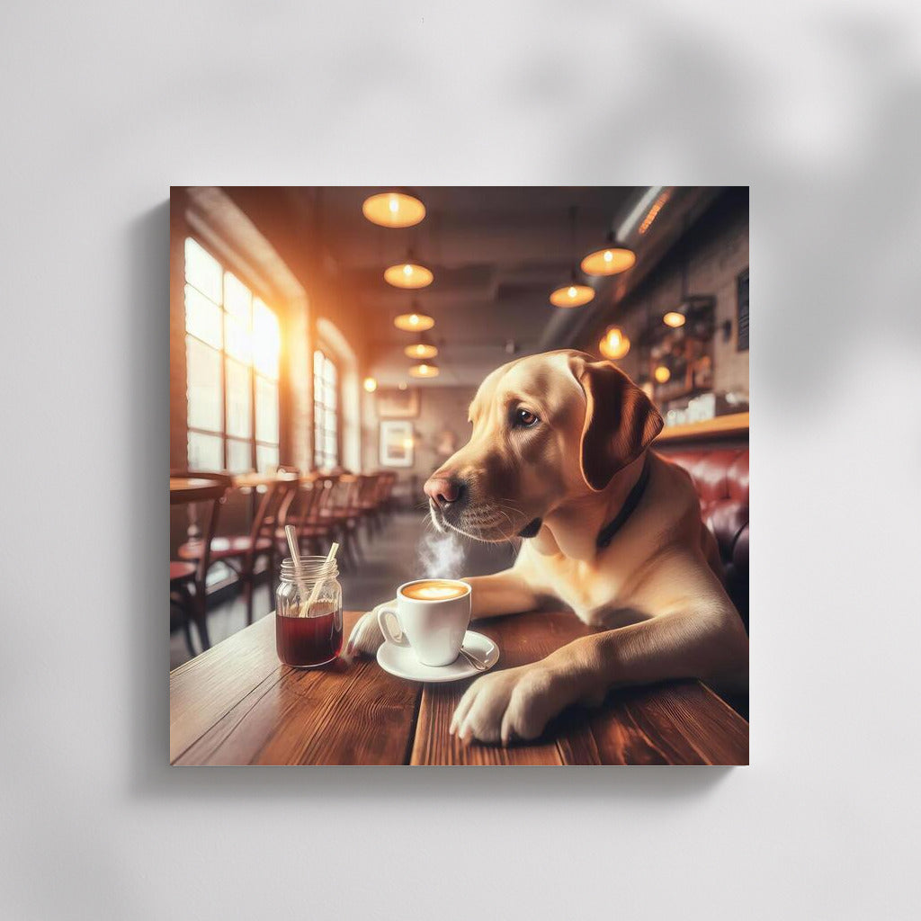 Labrador in the Cafe: Coffee Morning with a Cup of Aroma