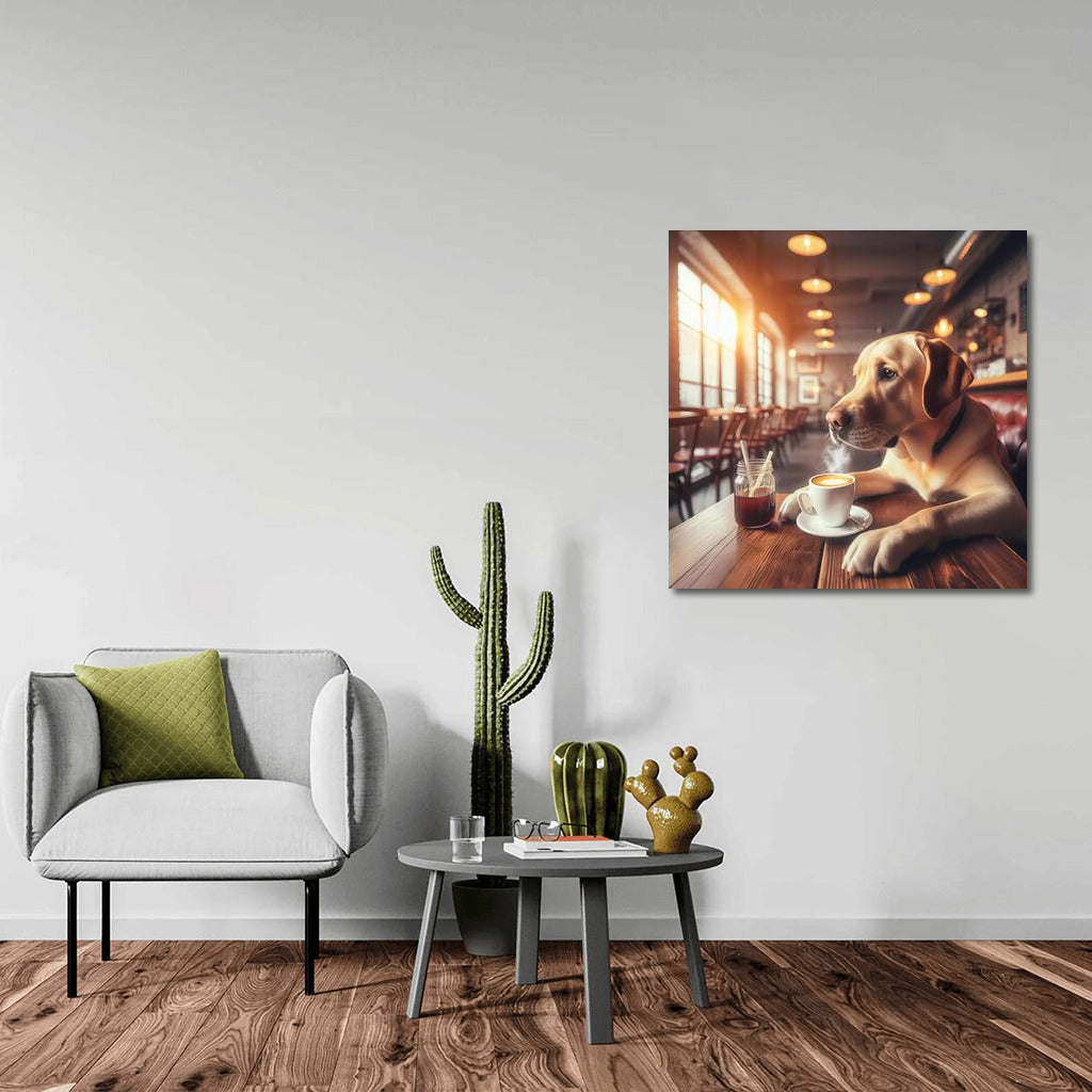 Labrador in the Cafe: Coffee Morning with a Cup of Aroma