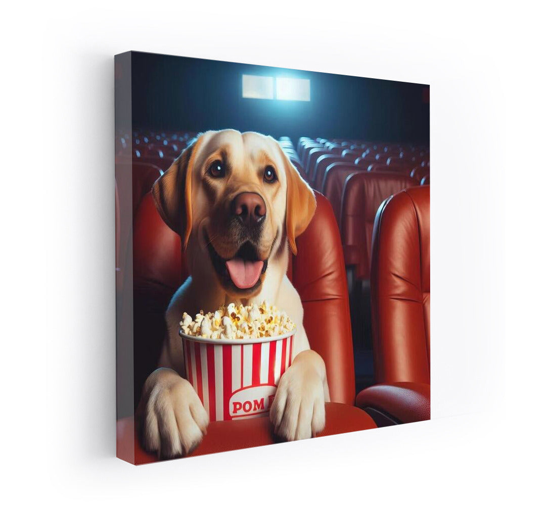 Movie Labrador with Popcorn: Humor and Comfort on Your Wall