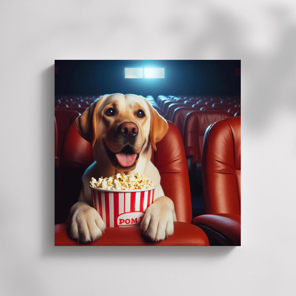 Movie Labrador with Popcorn: Humor and Comfort on Your Wall