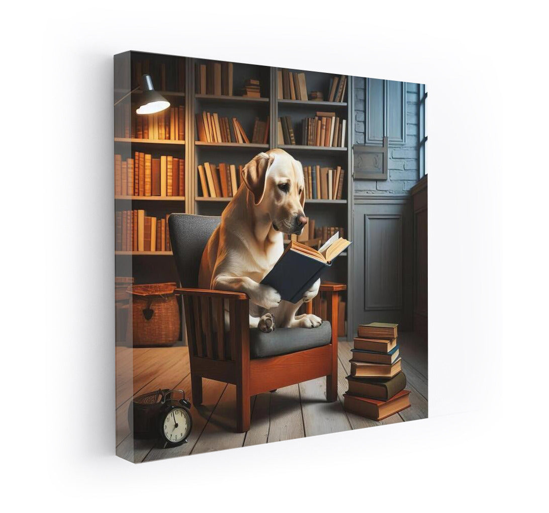 Labrador in the Library: Reading on a Little Chair