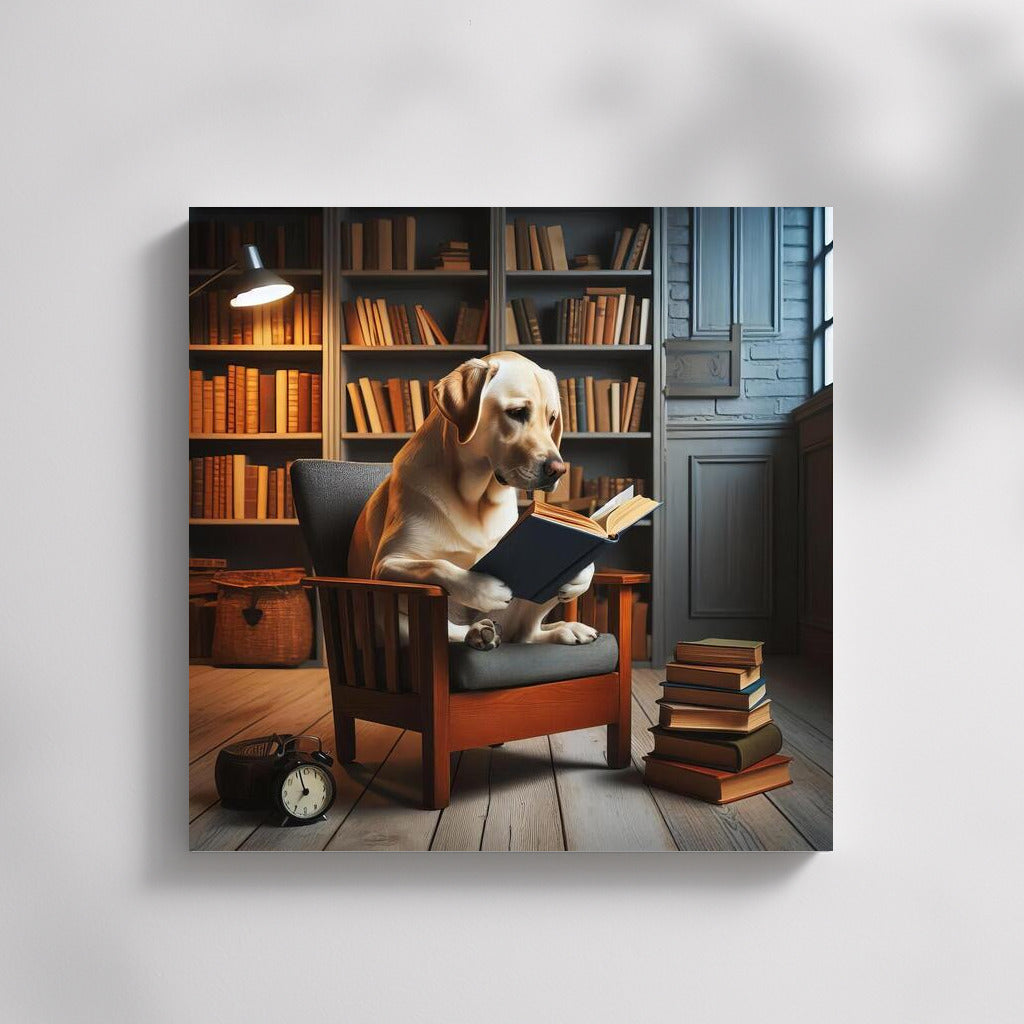 Labrador in the Library: Reading on a Little Chair