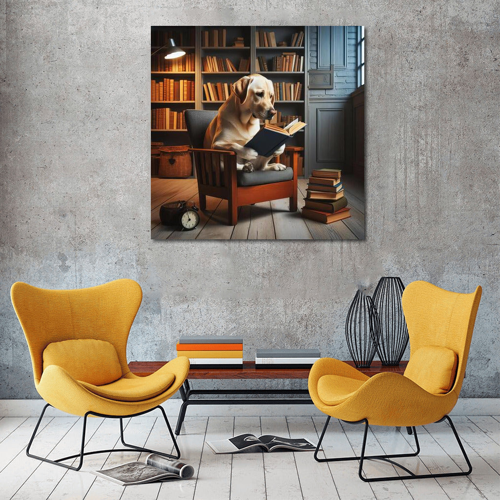 Labrador in the Library: Reading on a Little Chair