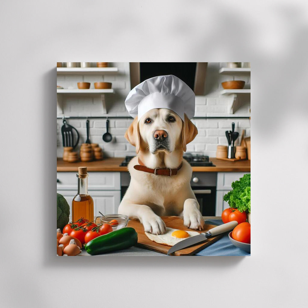 Labrador Chef's Culinary Wonders: Dog in a Chef's Hat in the Kitchen