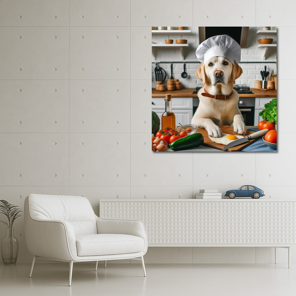 Labrador Chef's Culinary Wonders: Dog in a Chef's Hat in the Kitchen