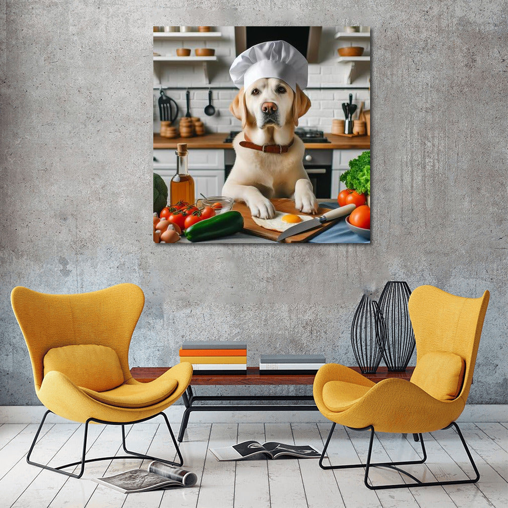 Labrador Chef's Culinary Wonders: Dog in a Chef's Hat in the Kitchen