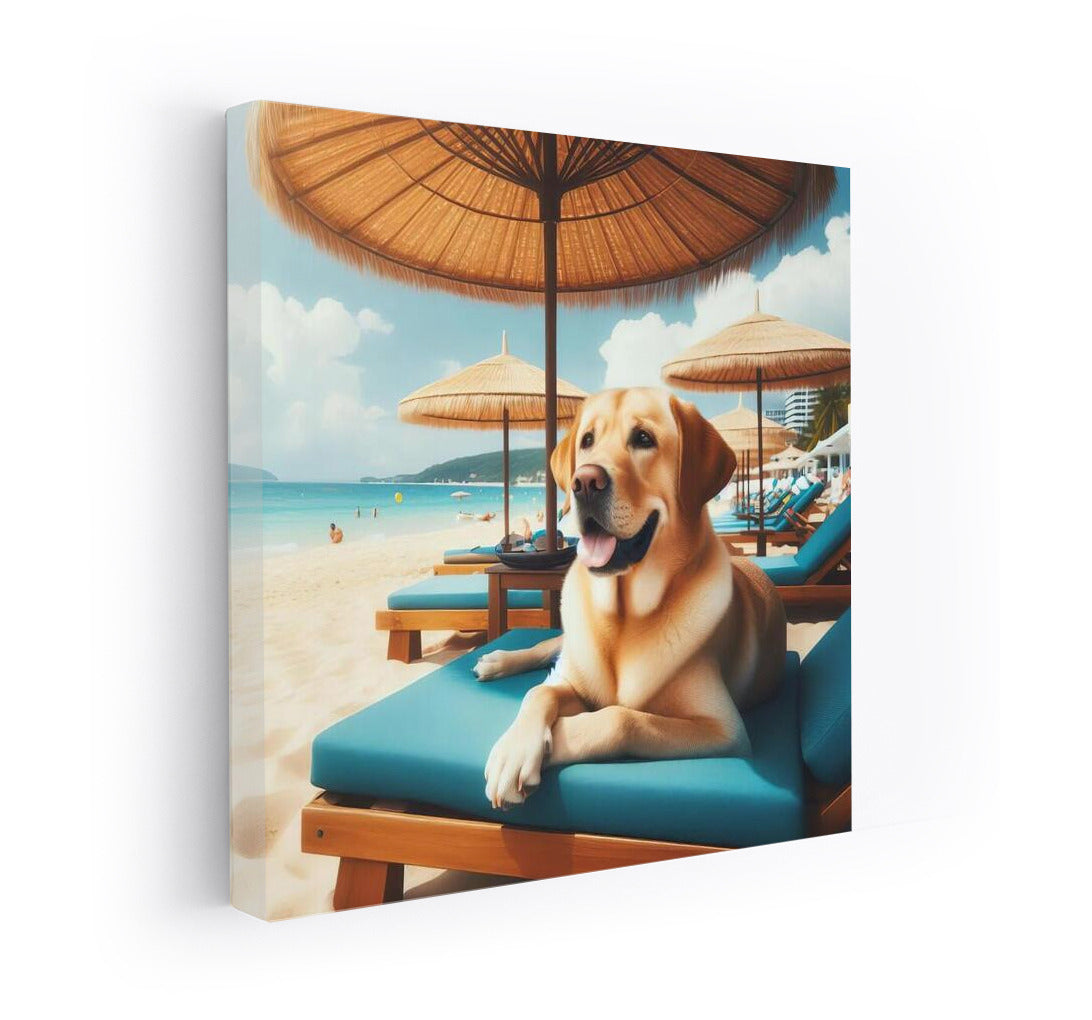 Labrador on the Beach: Relaxing Under an Umbrella