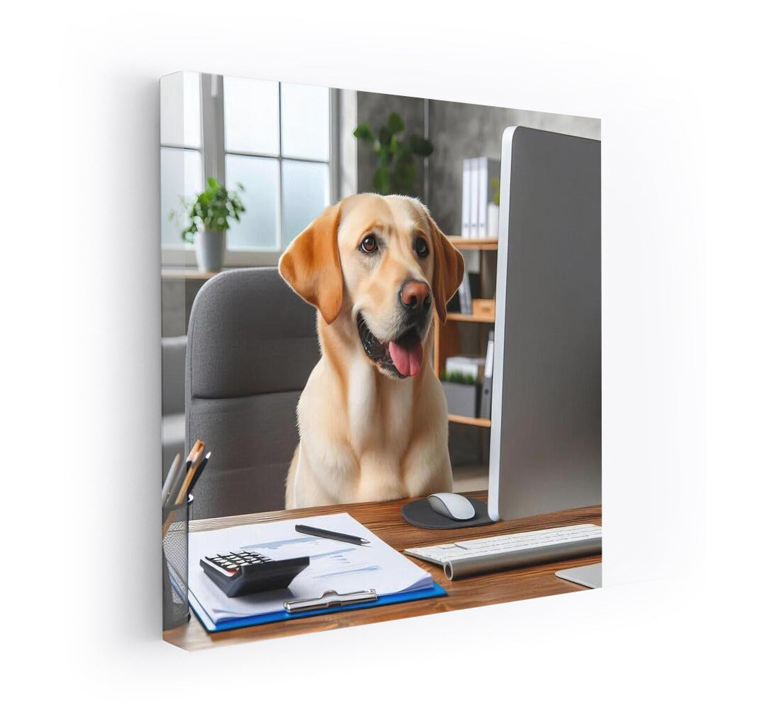 Labrador in the Office: Working Day at the Computer