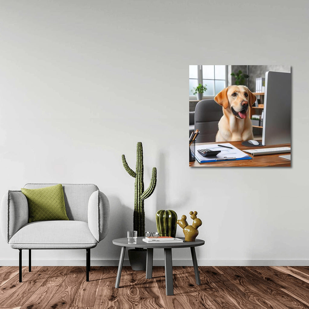 Labrador in the Office: Working Day at the Computer