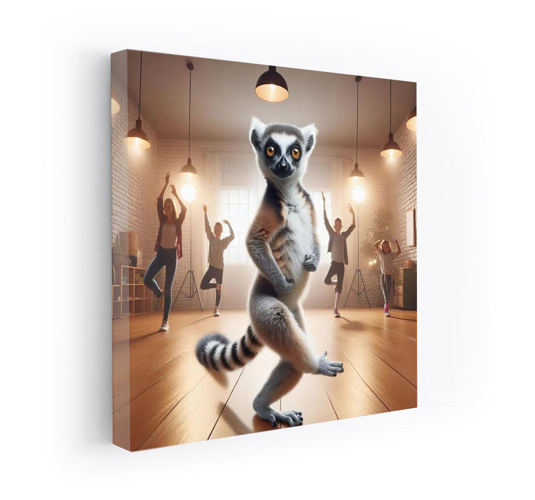 Dancing Lemur in Studio: Fun on Canvas
