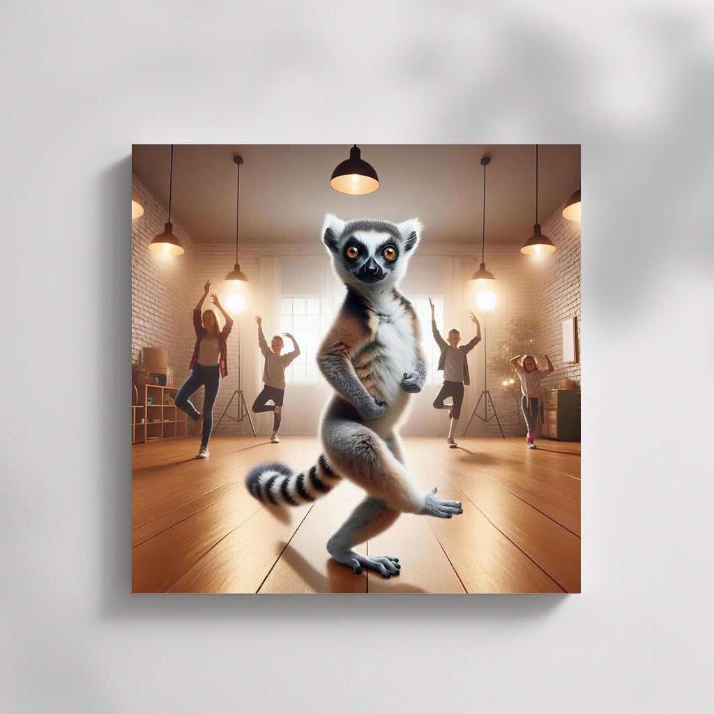 Dancing Lemur in Studio: Fun on Canvas
