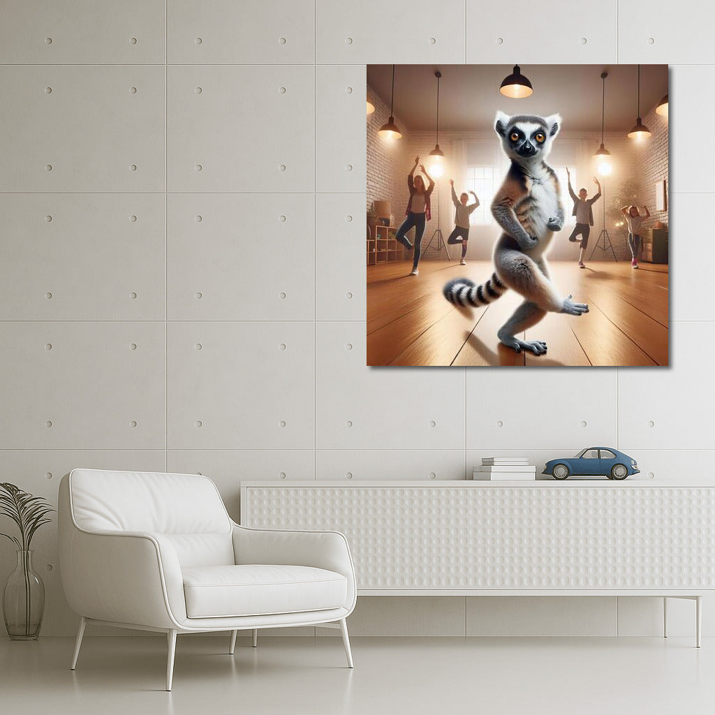 Dancing Lemur in Studio: Fun on Canvas
