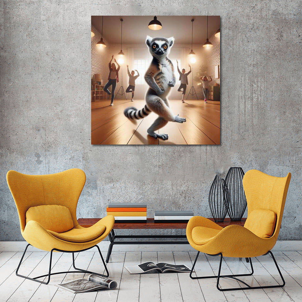 Dancing Lemur in Studio: Fun on Canvas