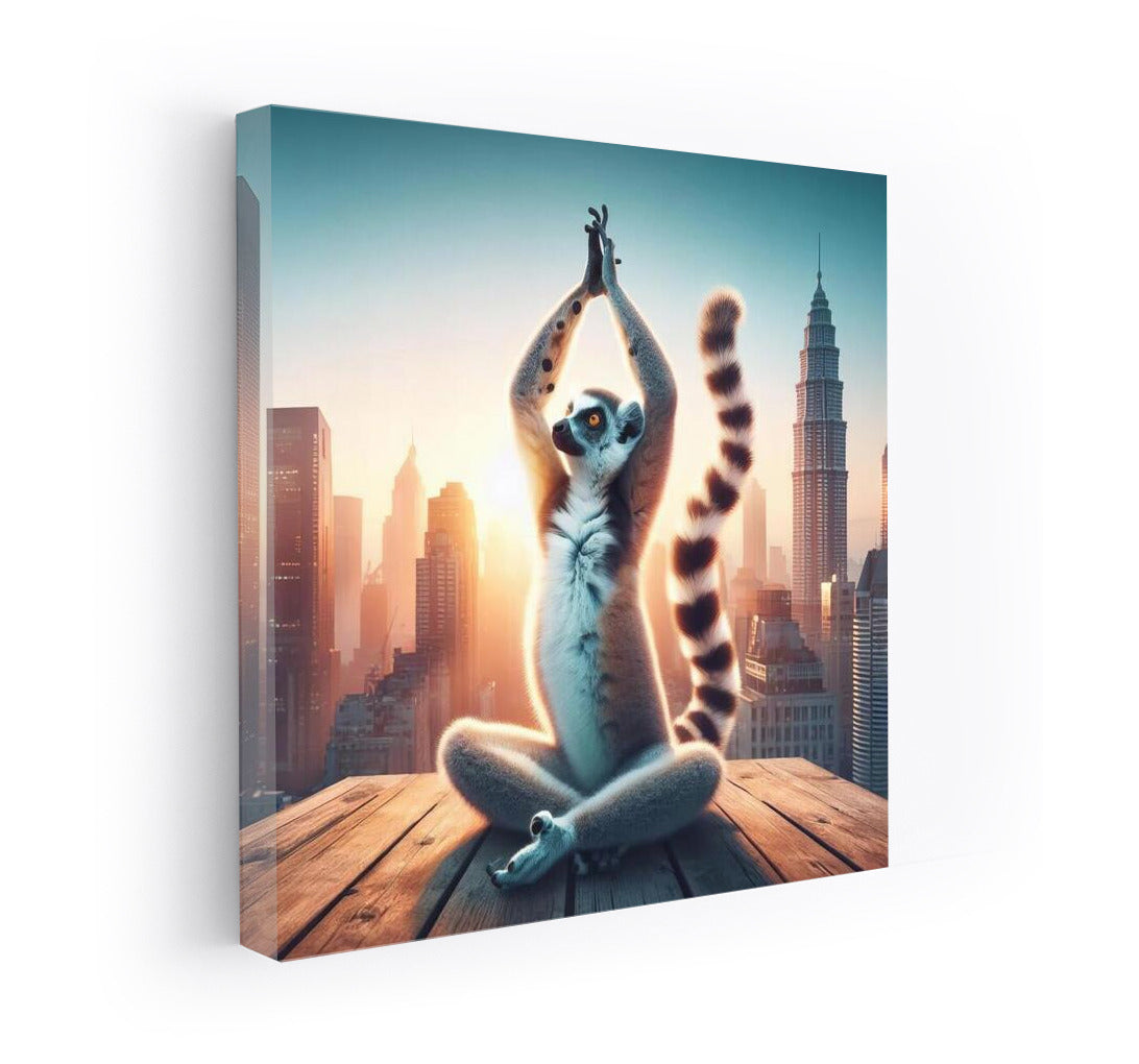 Lemur Yoga on the Roof of a Skyscraper: A Bright Accent for Your Interior