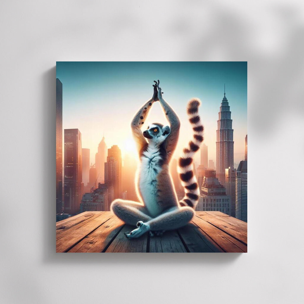 Lemur Yoga on the Roof of a Skyscraper: A Bright Accent for Your Interior