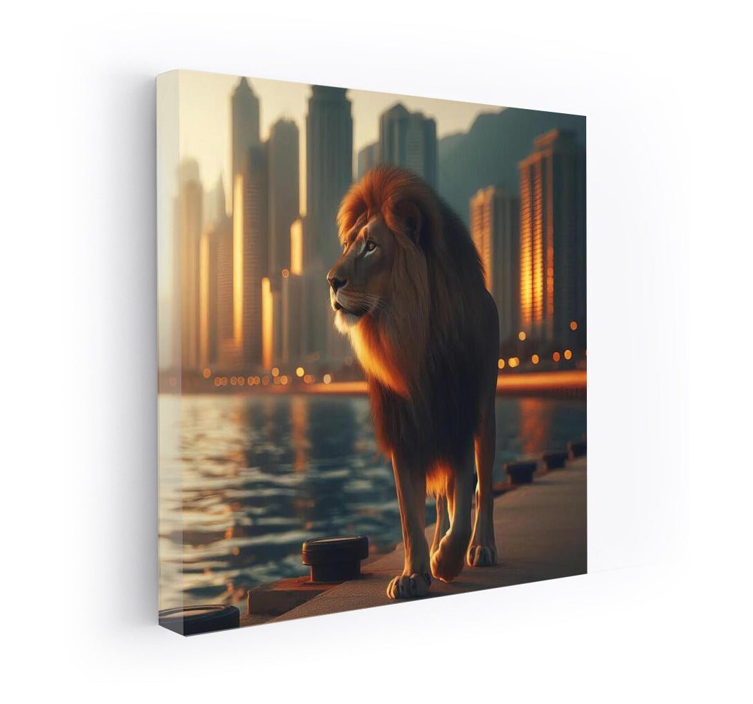 Evening Lion on the Embankment: Urban Sunset Fairytale