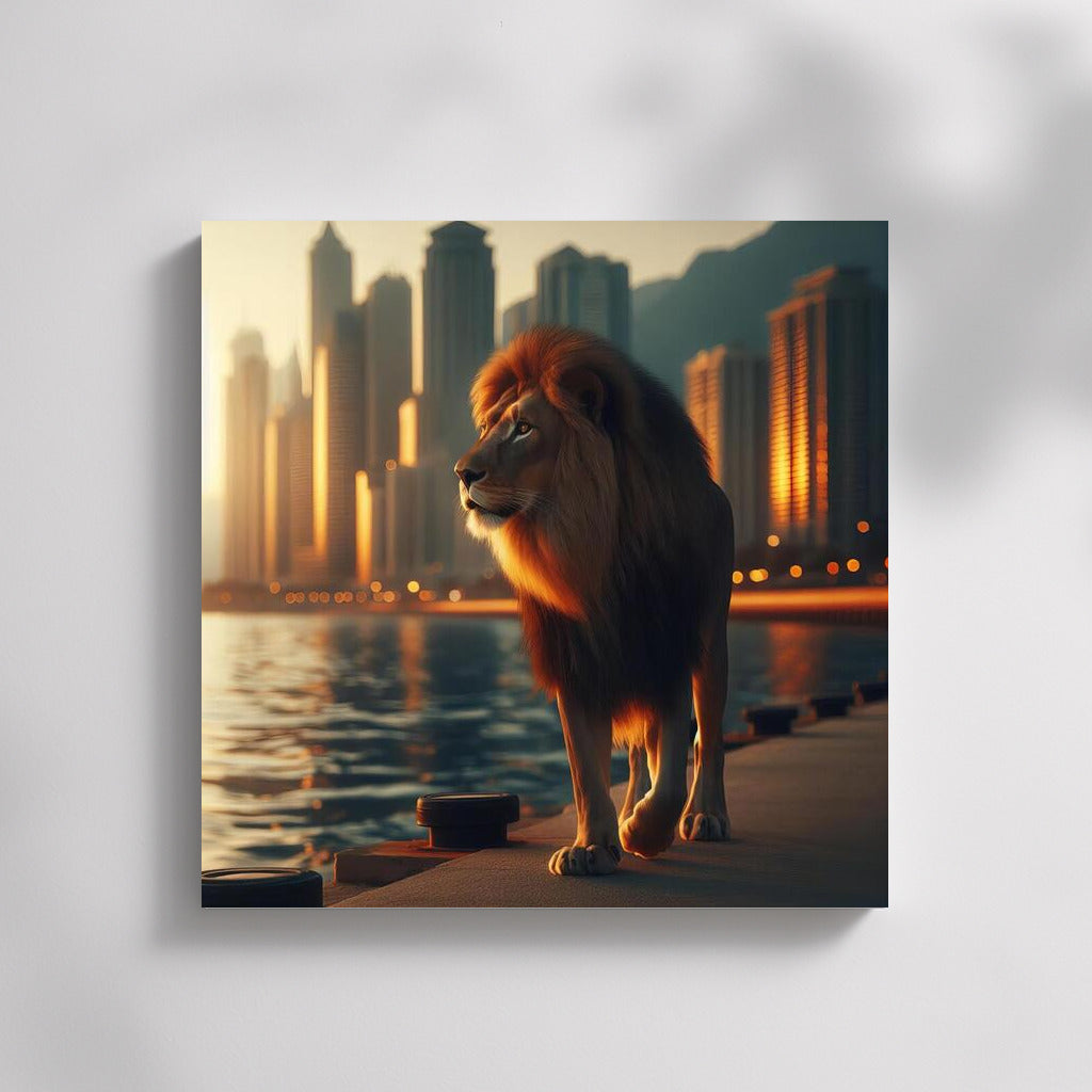 Evening Lion on the Embankment: Urban Sunset Fairytale