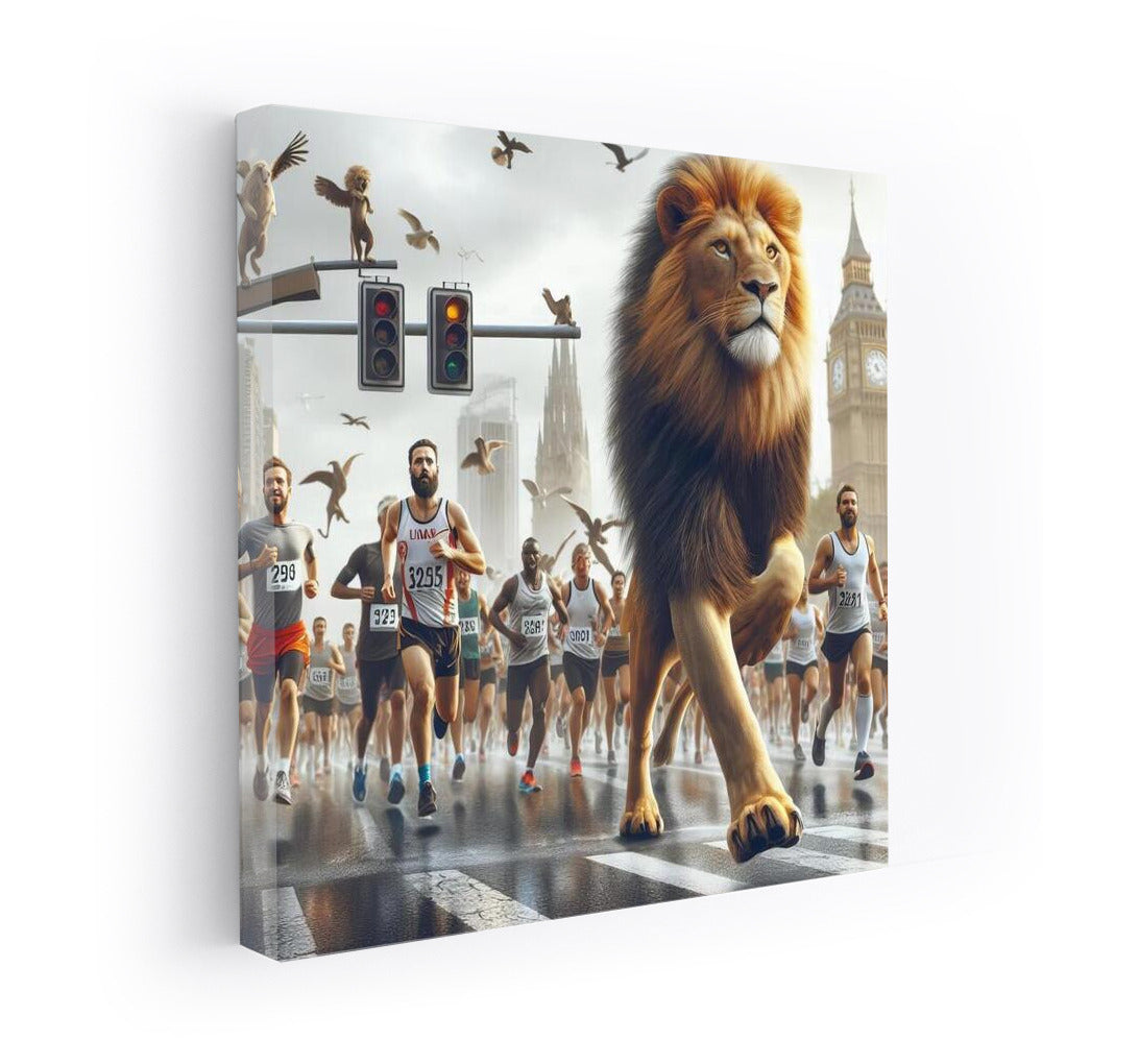 Lion at the City Marathon: Strength and Freedom in the Interior