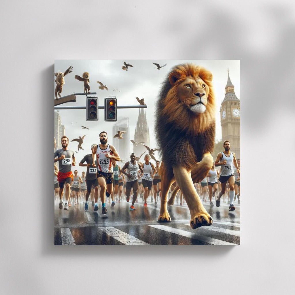 Lion at the City Marathon: Strength and Freedom in the Interior