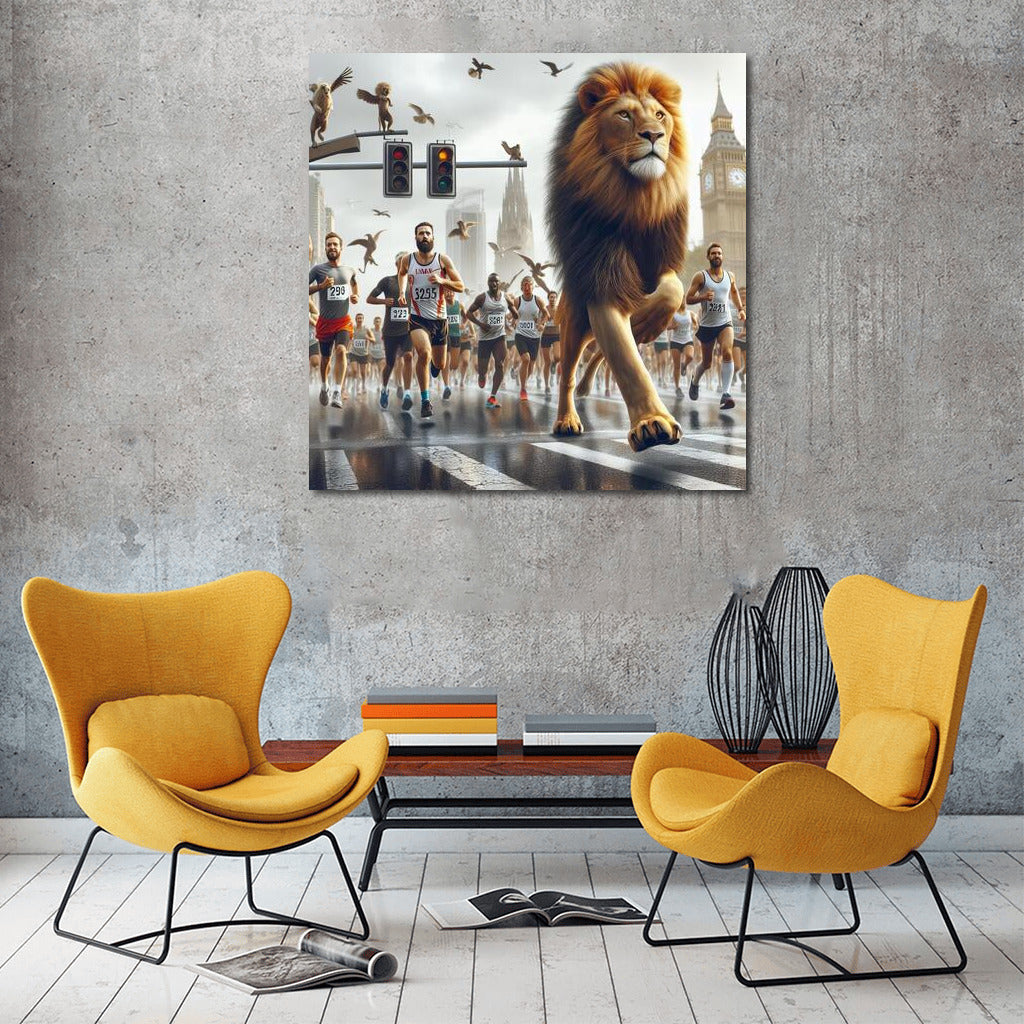 Lion at the City Marathon: Strength and Freedom in the Interior