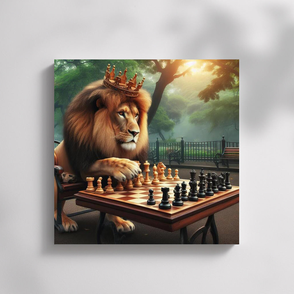 Royal Game: Lion at the Chessboard in the Park