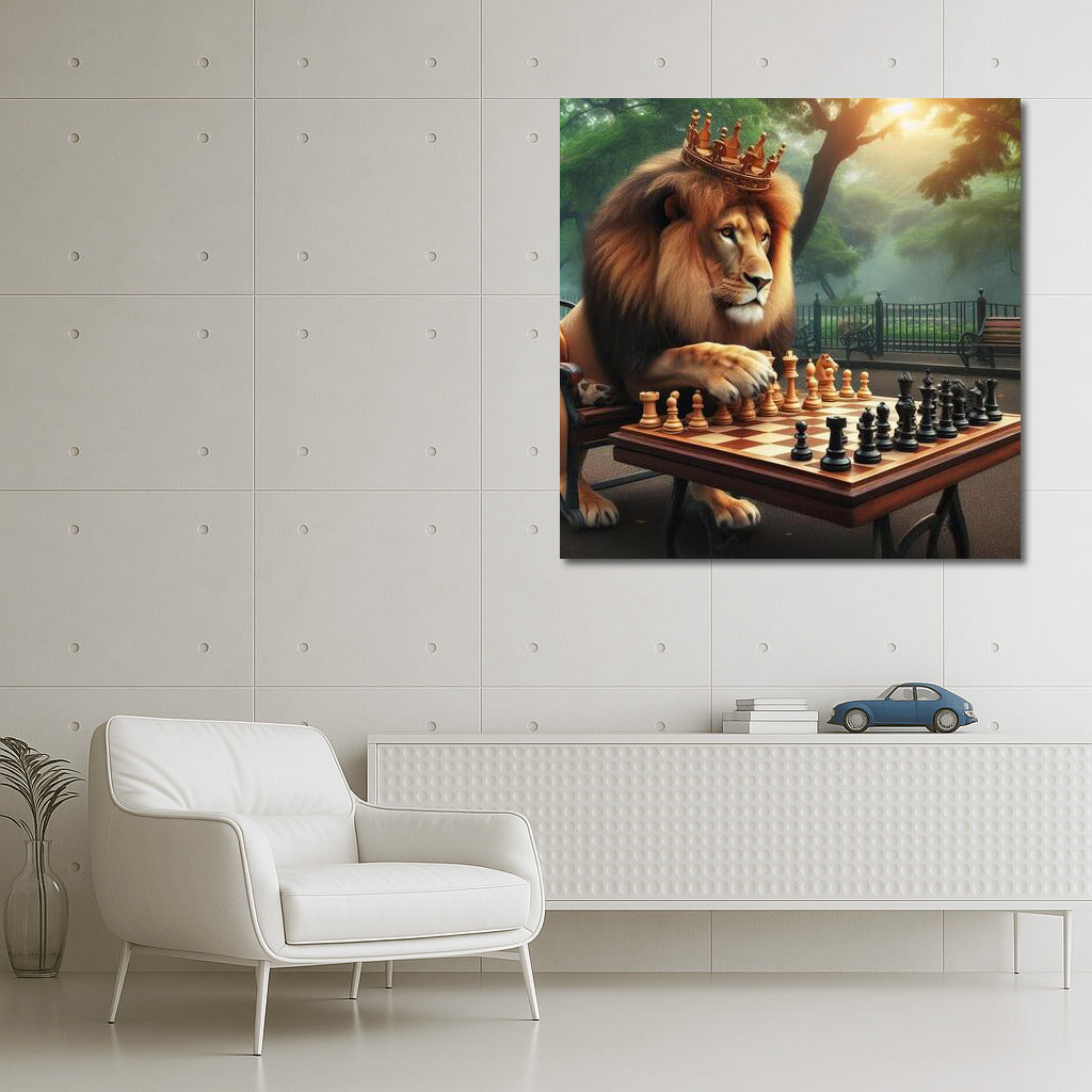 Royal Game: Lion at the Chessboard in the Park