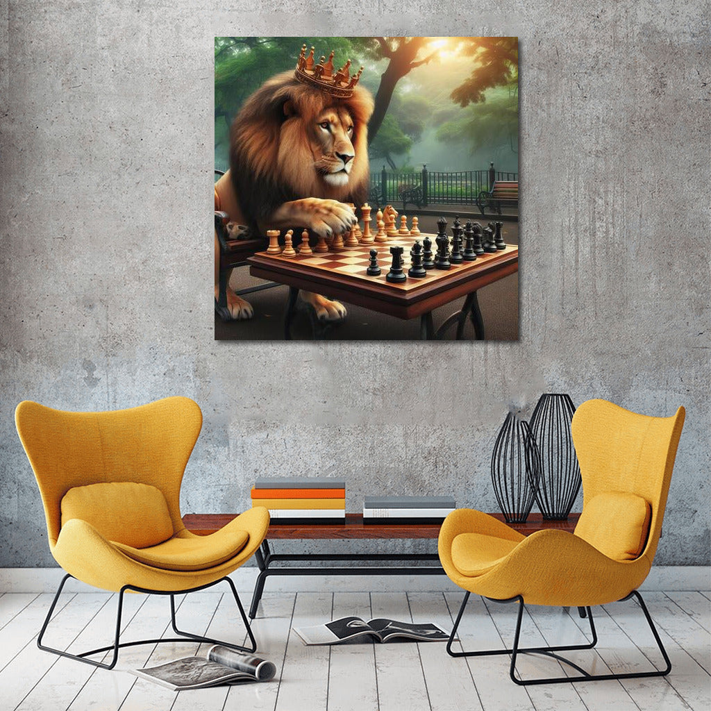 Royal Game: Lion at the Chessboard in the Park