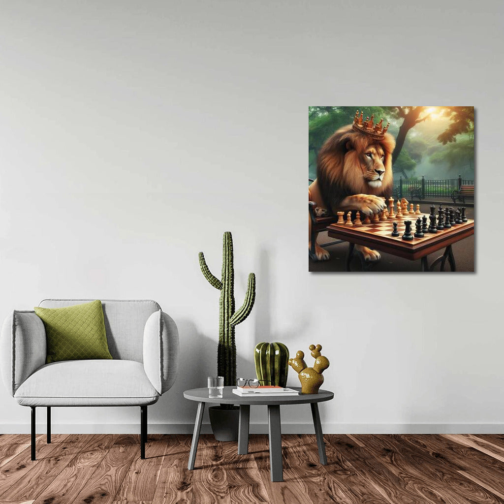 Royal Game: Lion at the Chessboard in the Park