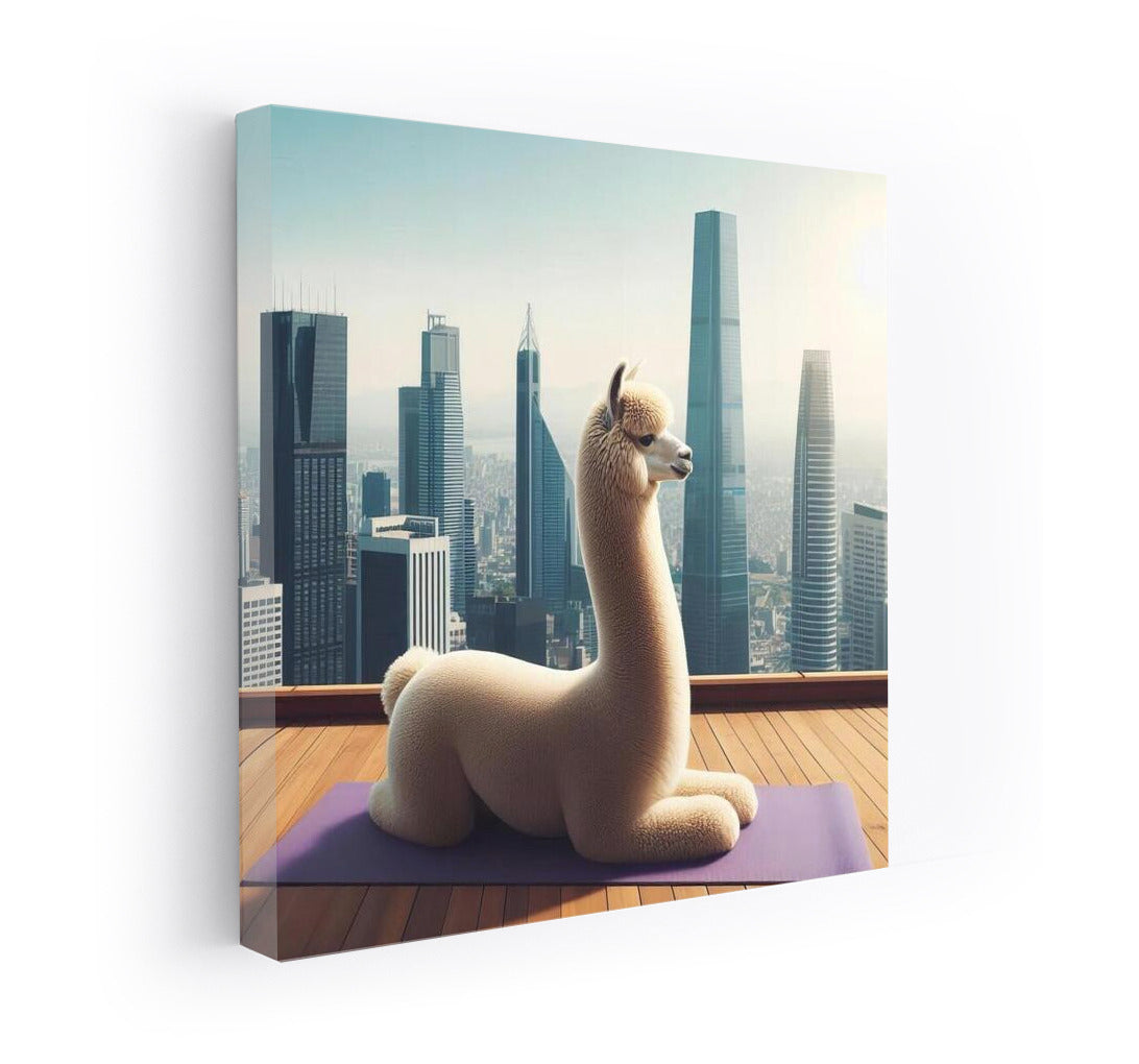 Alpaca Yogi on Skyscraper Rooftop: Inspiration for Brave Dreamers