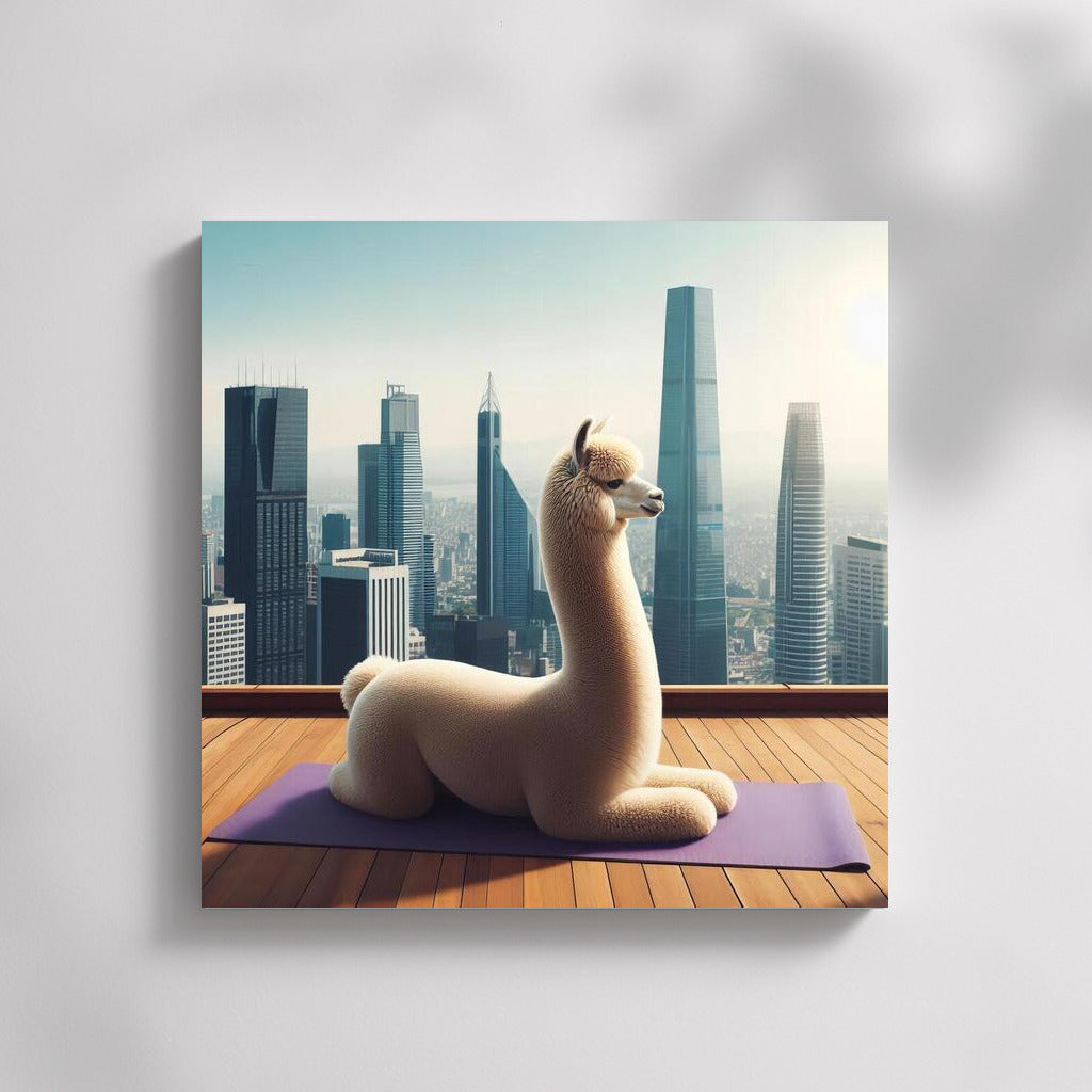 Alpaca Yogi on Skyscraper Rooftop: Inspiration for Brave Dreamers