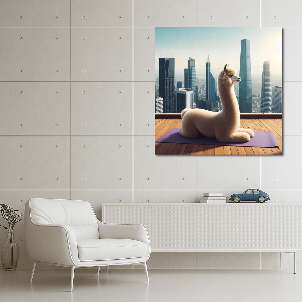 Alpaca Yogi on Skyscraper Rooftop: Inspiration for Brave Dreamers