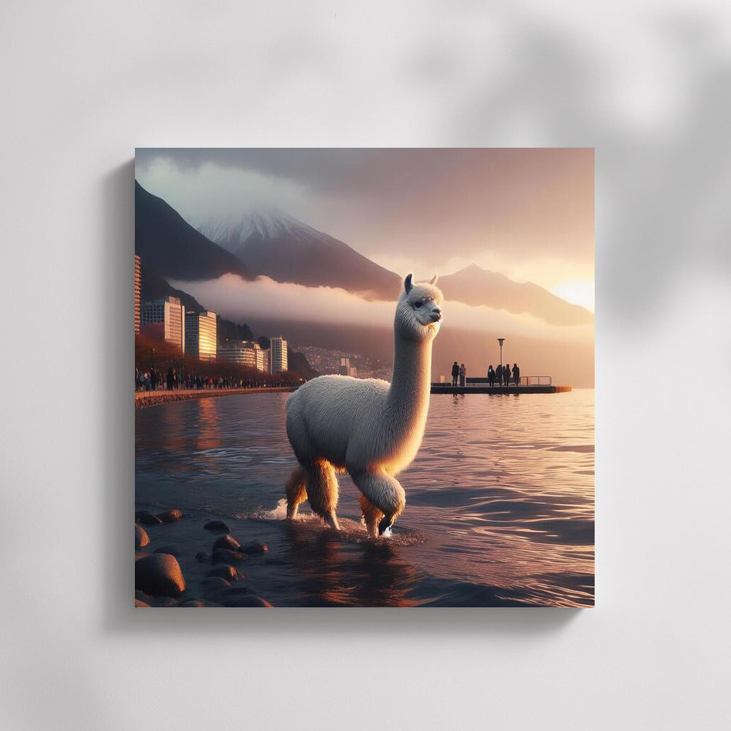 An Alpaca's Evening Walk Along the Embankment: Tranquility and Mystery in Your Interior