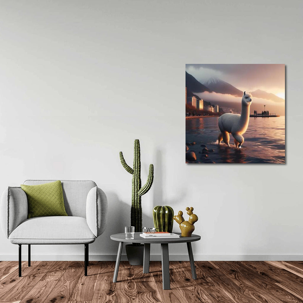 An Alpaca's Evening Walk Along the Embankment: Tranquility and Mystery in Your Interior