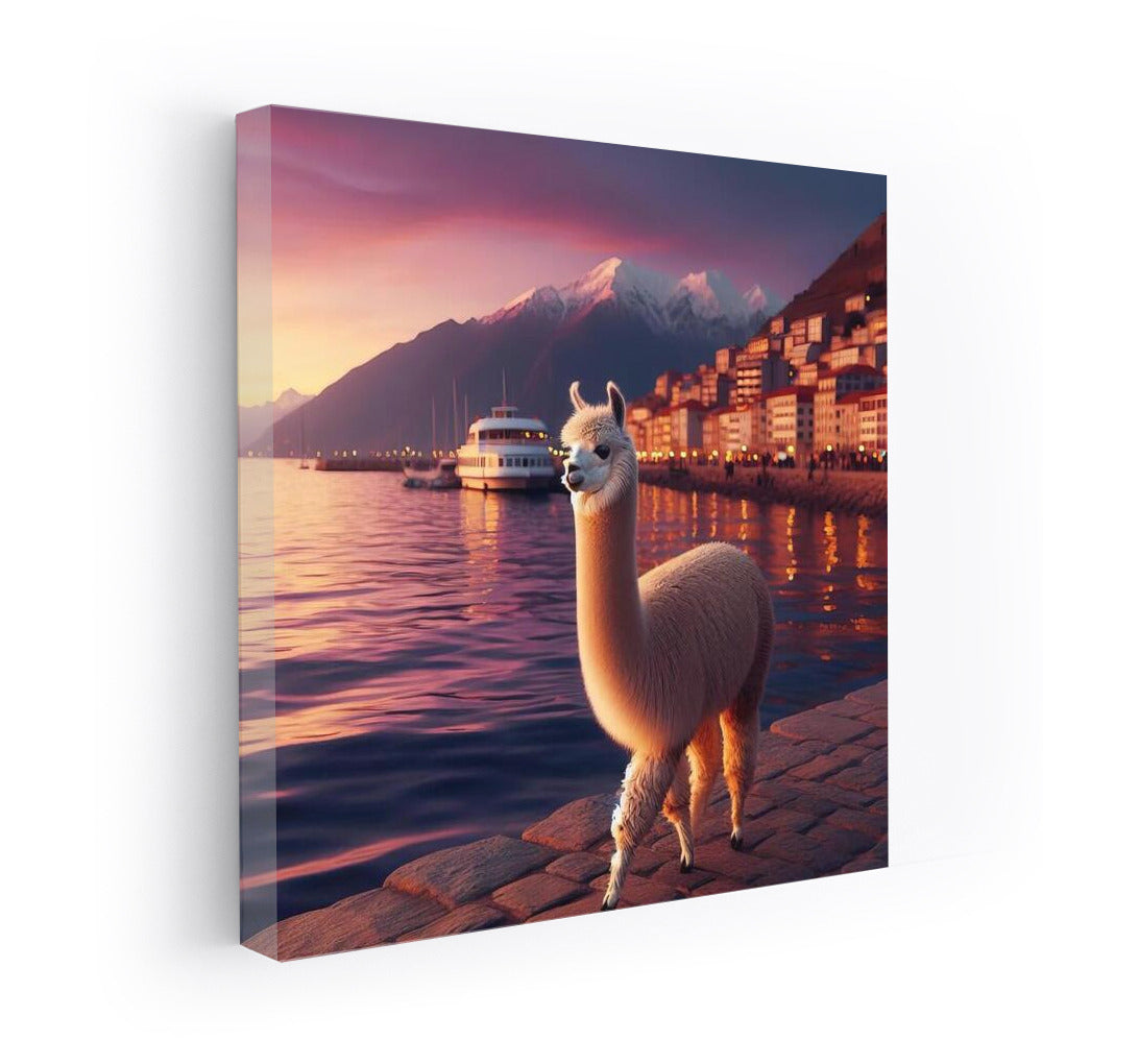 Alpaca's Evening Walk Along the Embankment: The Magic of Evening Lights