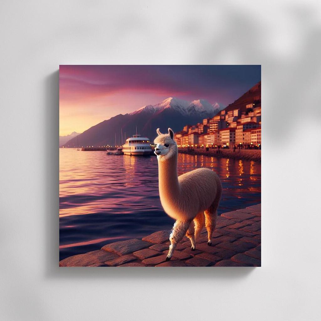 Alpaca's Evening Walk Along the Embankment: The Magic of Evening Lights
